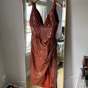 Tan Leather Effect Fashion Nova Dress - New with Tags!